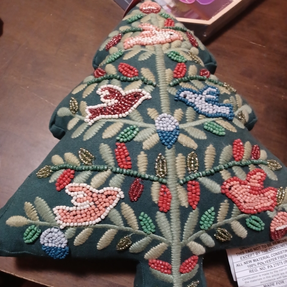 Opalhouse Accessories - Opalhouse Jungalow Beaded Embroidered Christmas Tree Shaped Pillow - Dark Green